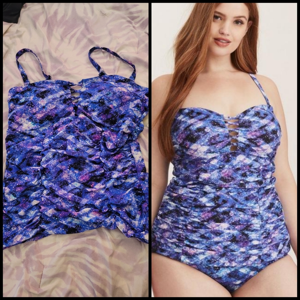 Wireless Lattice Front Fitted Tankini